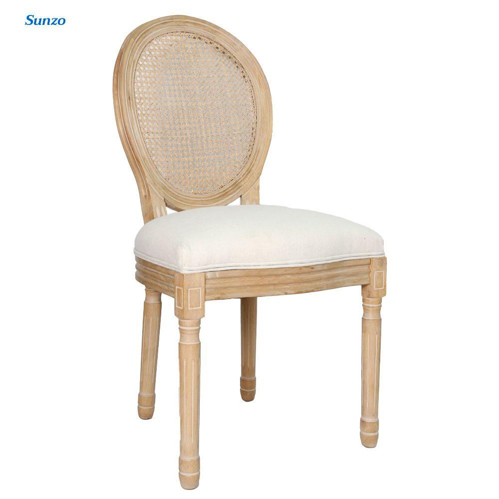 French Style Stackable Round Back Solid Wooden Wedding Events Louis Chair