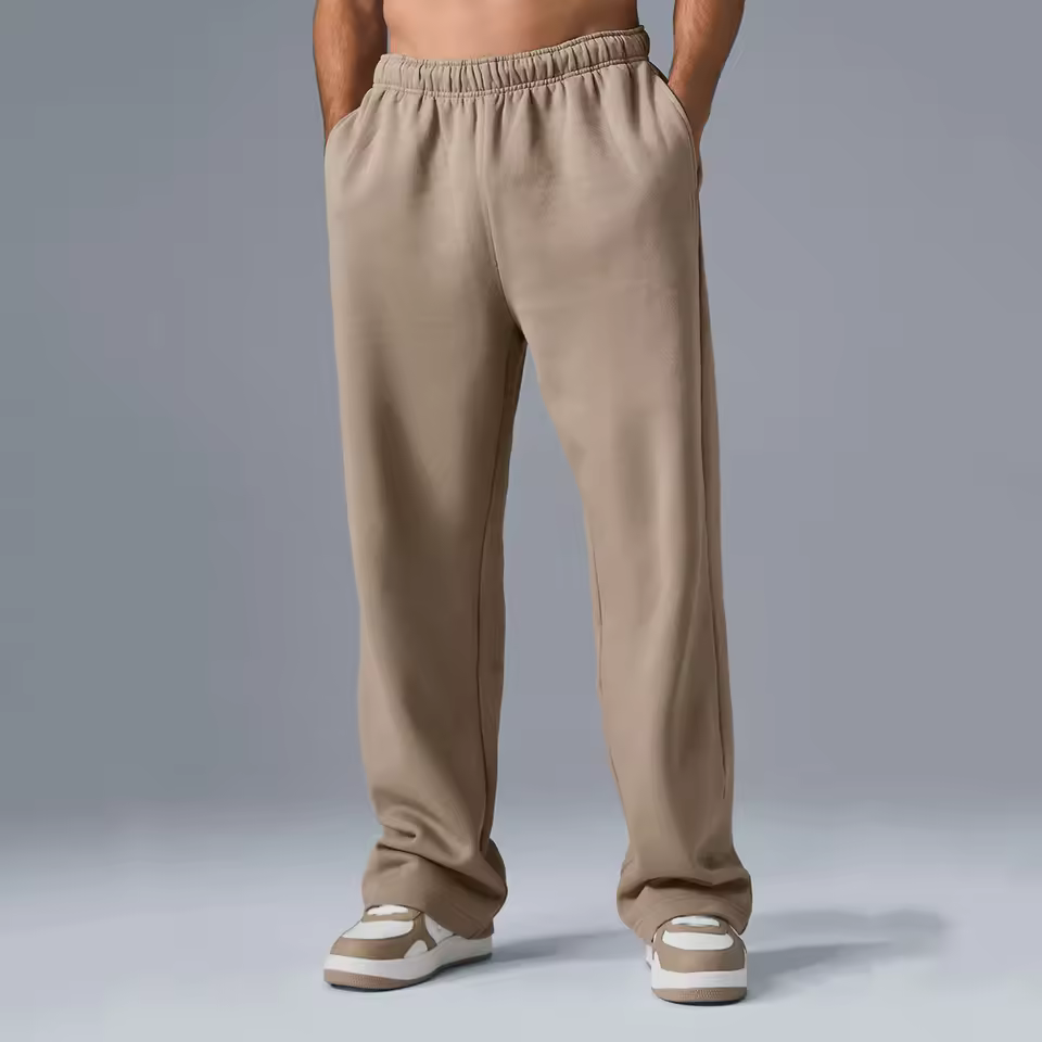 Factory Directly Sales Cotton Khaki Blank Plain Straight Loose Men's Pants Drawstring Elastic Waist Fashion Joggers Men