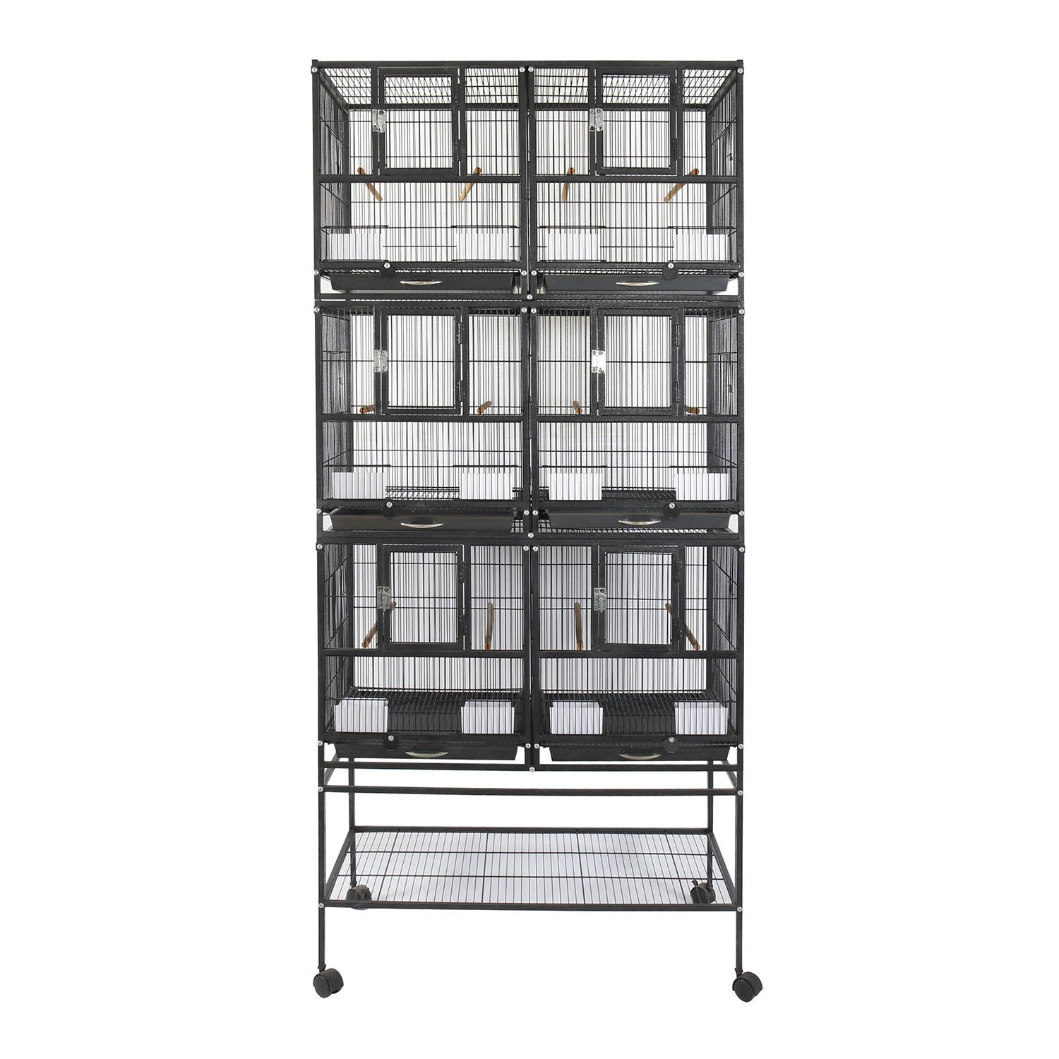 Portable Steel Bird Cage with Animal Pattern - High-Quality Folding and Stackable Design for Parrots