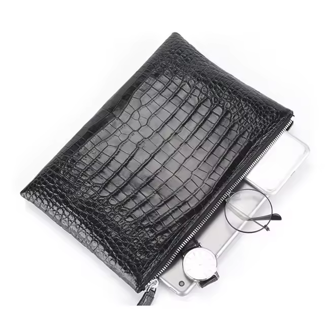 Crocodile Pattern PU Leather Wristlet Bag