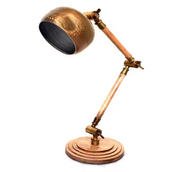 Adjustable Aluminum & Brass & Ss Brown Antique Look Desk/table/floor Lamps 62cm Height For Office Use
