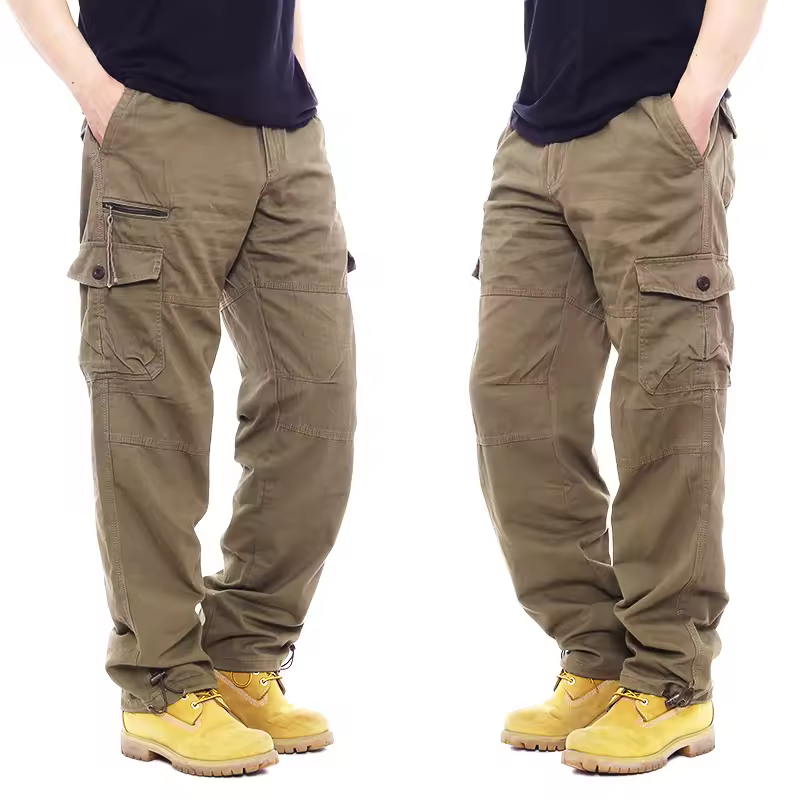 2022 New Multi Pockets Men Cotton Chino Cargo Pants Casual Fashion Mens Workout Plus Size Long Trouser Pant