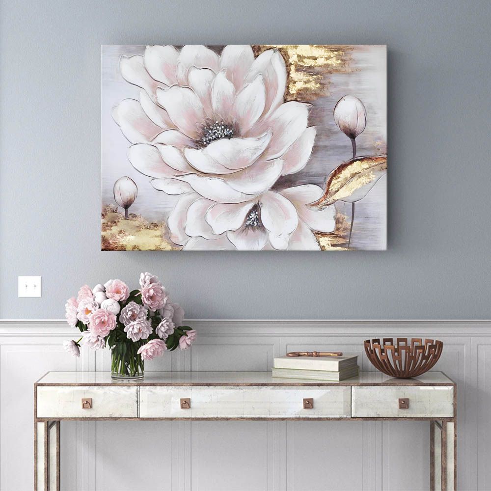 Hot Selling Gold Foil Floral Modern Wall Paintings Home Decor Wall Art Canvas Painting