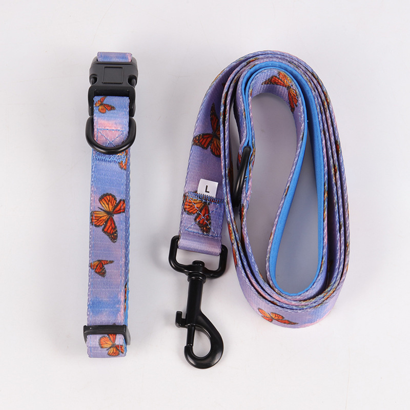 Manufacturers Directly Supply Pet Supplies Dog Leash Set Printed Dog Collar Set