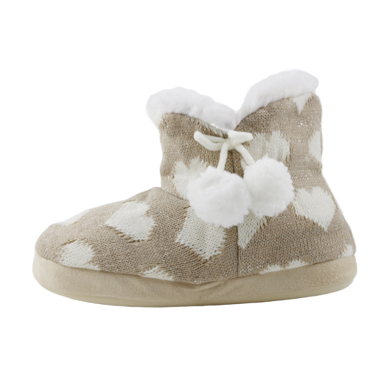 Ladies Knitting Cute Warm Non-Slip Indoor Plush Lining Home Boots