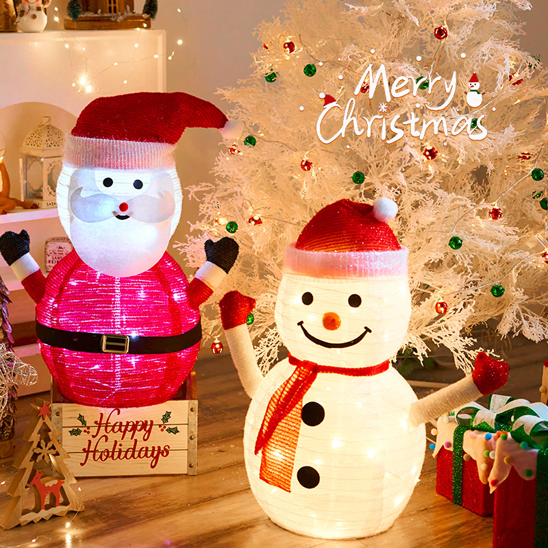 Solar Lighted Christmas Gift Box Decoration – Large Snowman & Santa Claus LED Ornament with 8 Lighting Modes for Yard, Garden, Mall & Holiday Display