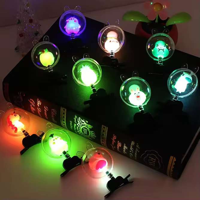 Nicro Luminous Neon Party Supplies Present For Girls Children Led Light Up Bobo Ball Hair Clip Luminous Hair Headwear Accessory
