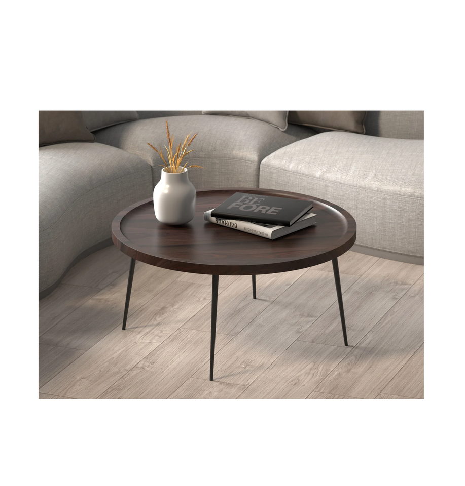 Handmade Modern Luxury Round Solid Mango Wood and Glass Coffee Table for Living Room Home Furniture