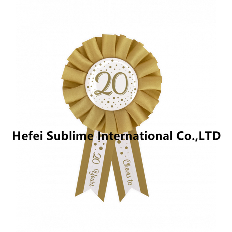 Party Rosettes Gold/White - 20