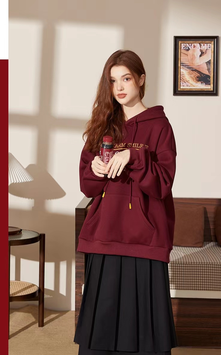 Factory Wholesale Casual Women Clothes Lady Loose Hoodie with Embroidery