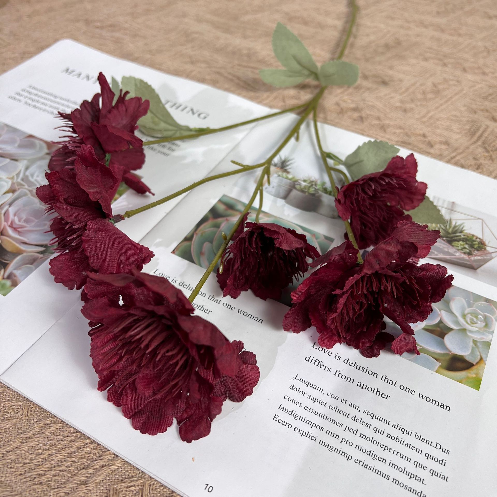 Best Seller 6 Heads Silk Peony Single Branch Bouquet Wedding Home Living Room Christmas Decoration