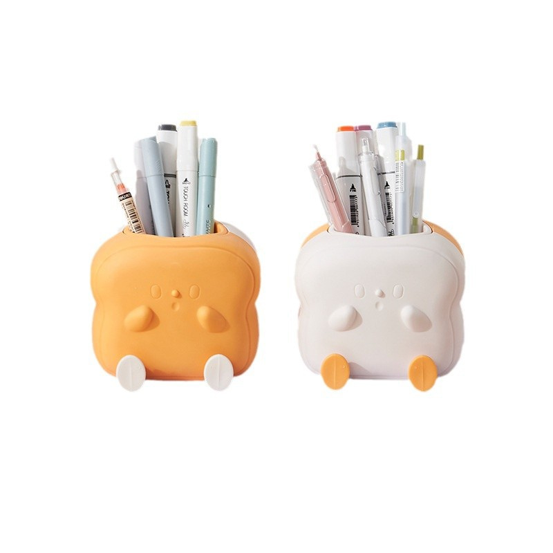 Cute Toast Shape Multifunctional Phone Stand with Pen Holder and Storage Box
