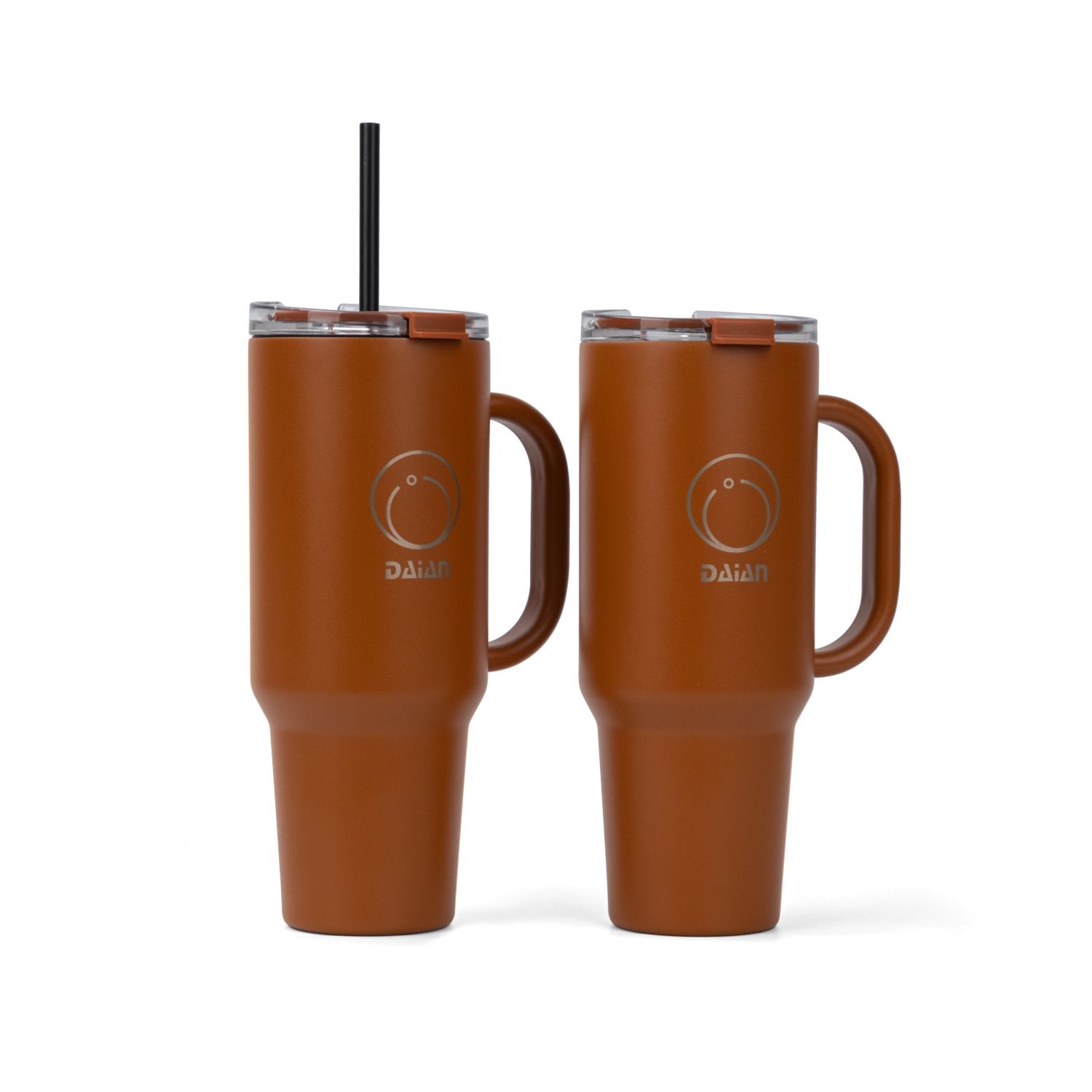 Outdoor Durable Insulated Straw Water Bottle 40oz Stainless Steel Tumbler with Handle