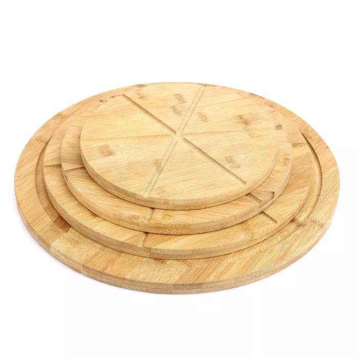 Round Shape Natural Bamboo Bread Pizza Cutting Board