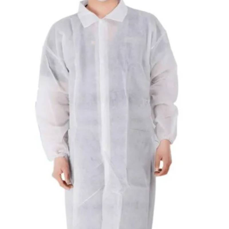 White/Blue Food Safety Direct Disposable Lab Coat Work Protection
