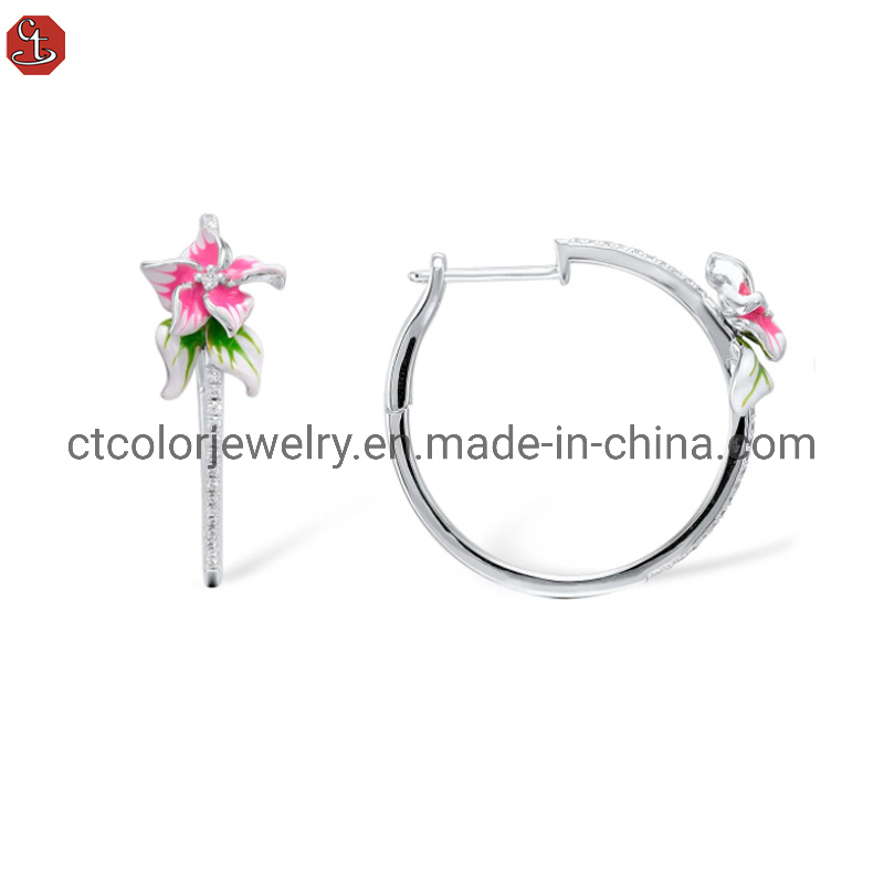 Best Quality Lily Flower Decorative Earrings for Fashion Jewelry Accessories