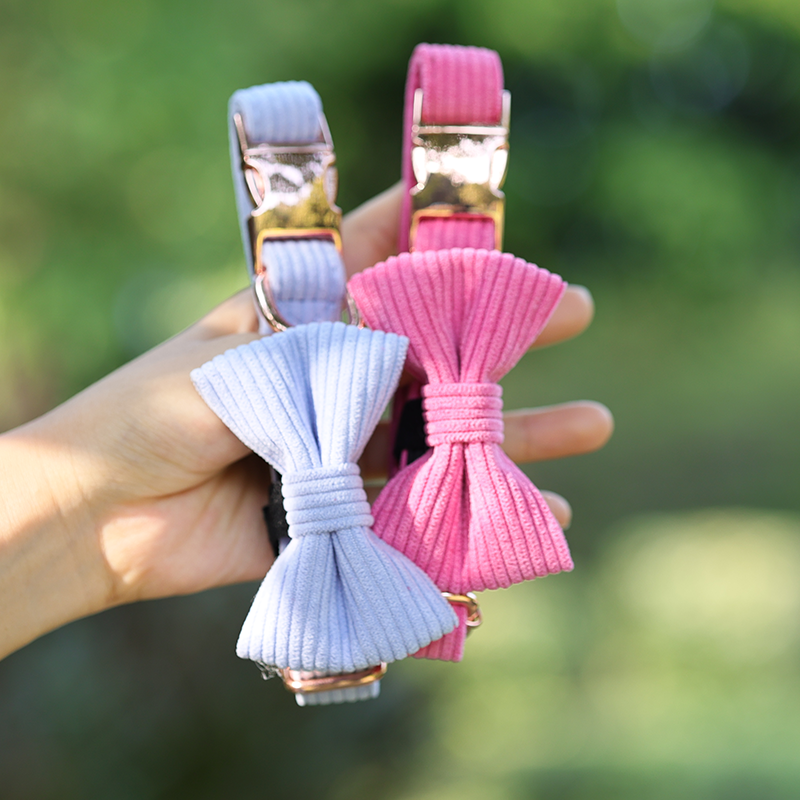 Okeypets Pet Accessories Bow Ties and Neck Ties Pets Adjustable Beauty Cute Corduroy Cheap Collar Dog Bow Ties