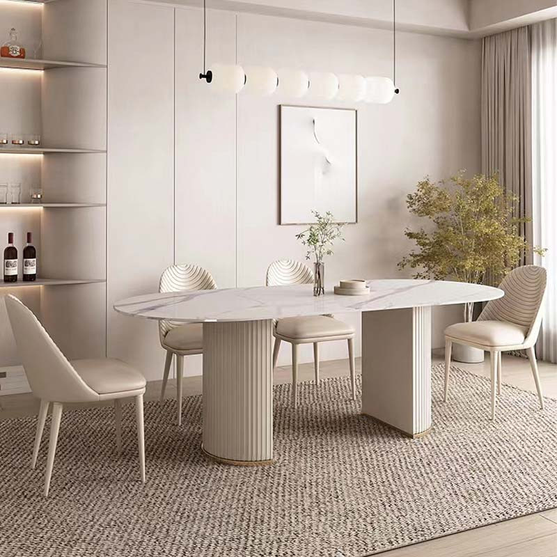 Modern Furniture White Slat Top Rectangle Table Wedding Banquet Furniture Dining Table Set