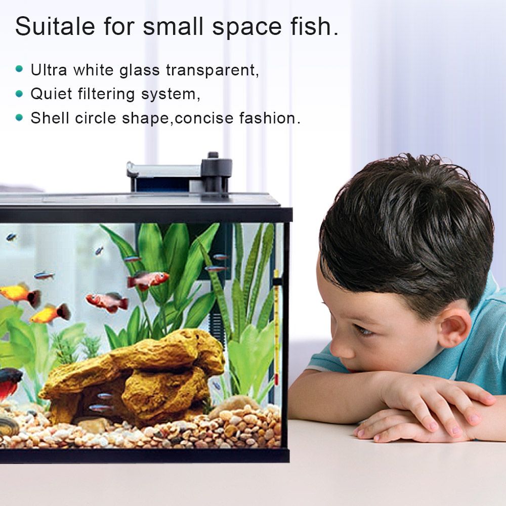 Sunsun New Design Nano View Low Iron Glass Mini Fish Aquarium with LED Lighting and Filtration System for Coffee Table