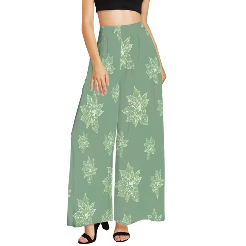 Hawaiian Floral Pattern Flared Pants For Womens Print On Demand Factory Price Lady Bottom Fashion Versatile Women Wide Leg Pants