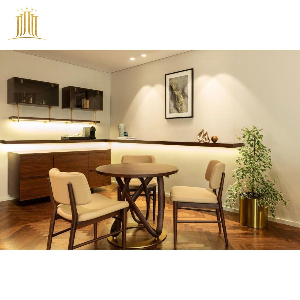 Interior Design Modern Minimalist Hotel Restaurant Dining Room Table and Chair Set