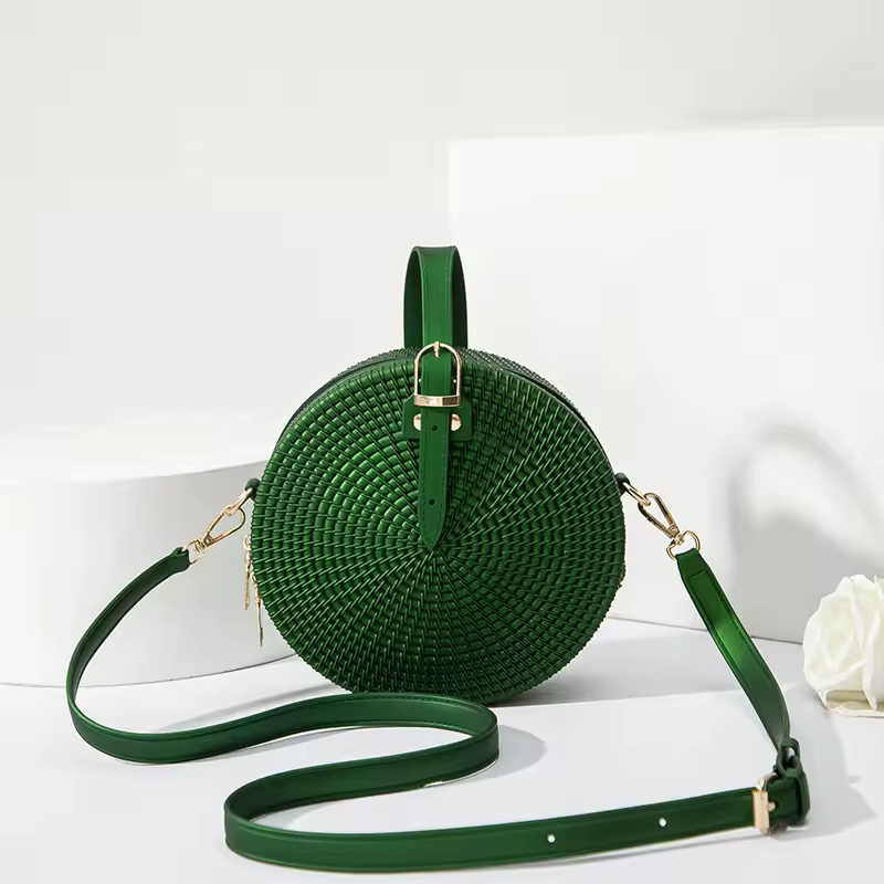 Women Luxury Designer Satchel Purse Weave Colorful Jelly Round Purse Trendy Pvc Handbag Jelly Candy Rond Shoulder Bag