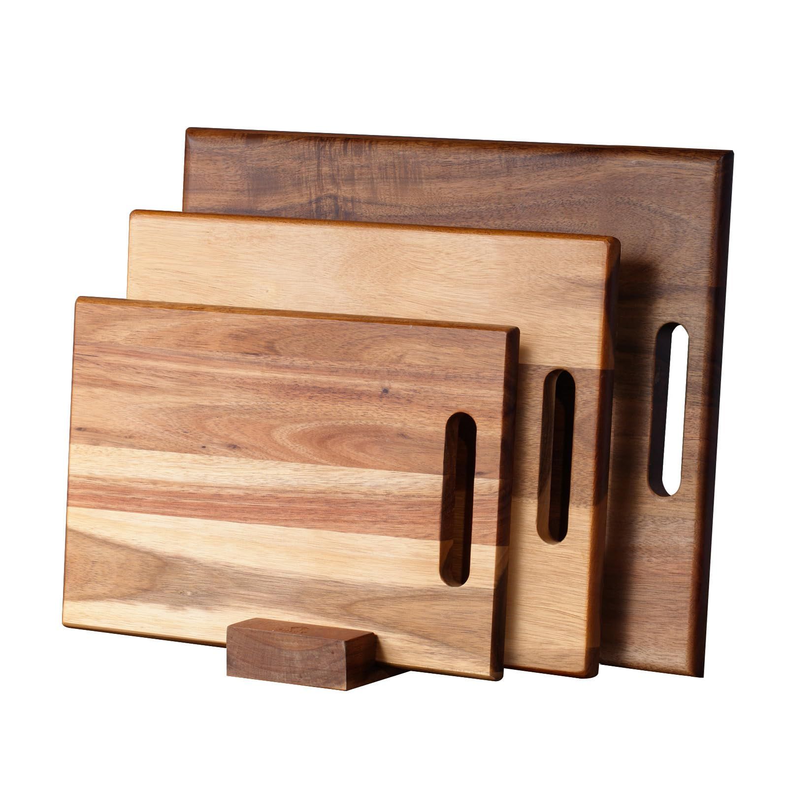 Hot Selling Acacia Wood Cutting Board Set of 3 with Holder