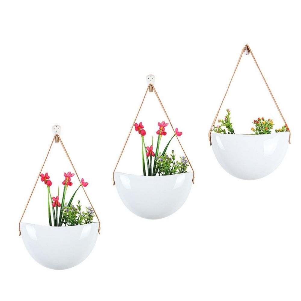 Nordic White Wall Mounted Planter Decorative Plants Succulents Hanging Pot Wyz19851