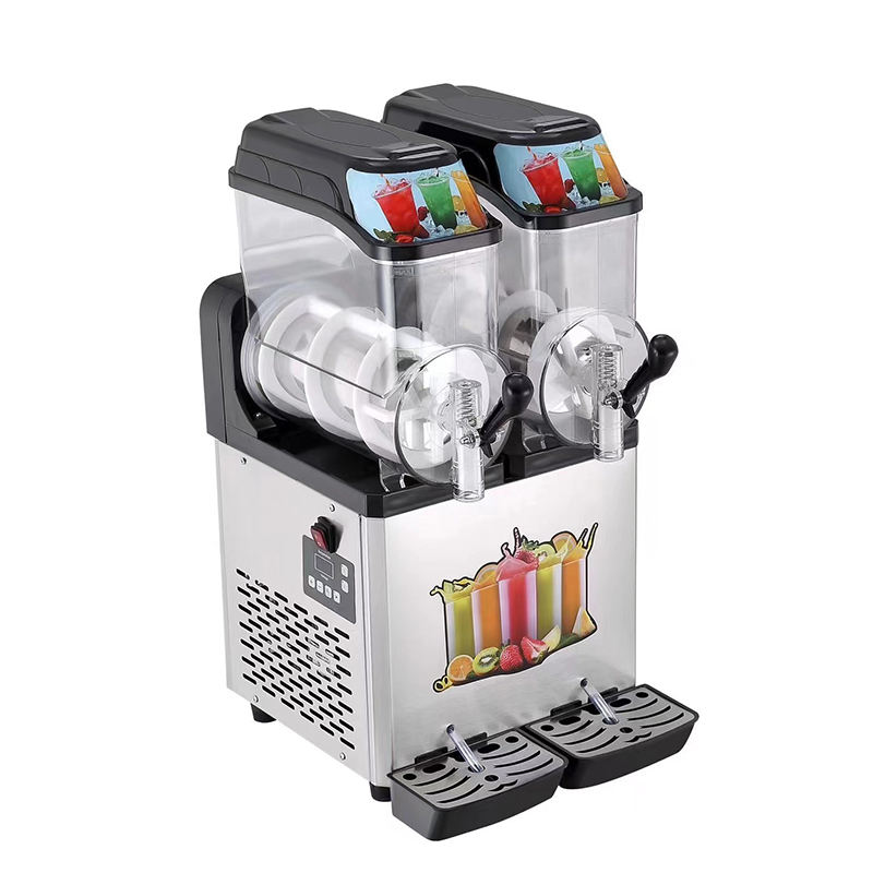 Commercial Smooth Ice Cream Slush Machine 12L+12L Frozen TwoTanks Slush Making Vending Machine Home Cheap Slush Machine