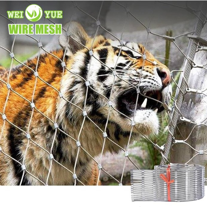Good Price Fence Railing Protection Metal Mesh Ss 304 316L Stainless Steel Ferrule Flexible Zoo Wire Rope Net Protection Parrot Animal Rope Mesh