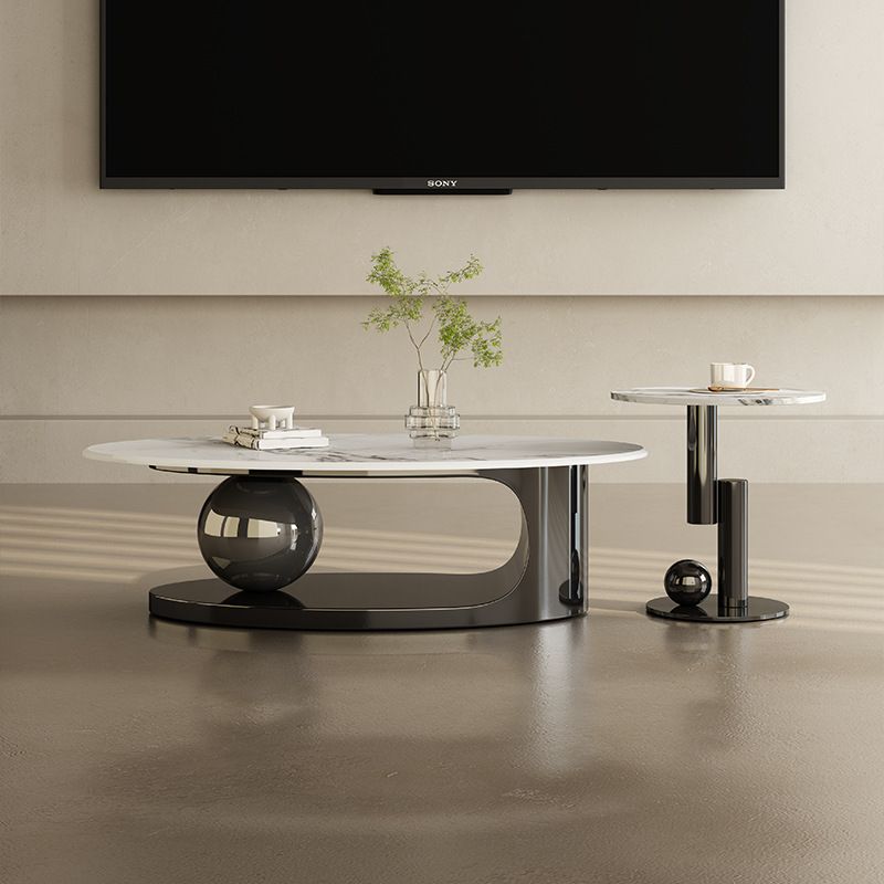 Modern Nordic Living Room Furniture Tea Table Round Center Gold Stainless Steel Side Marble Coffee Table