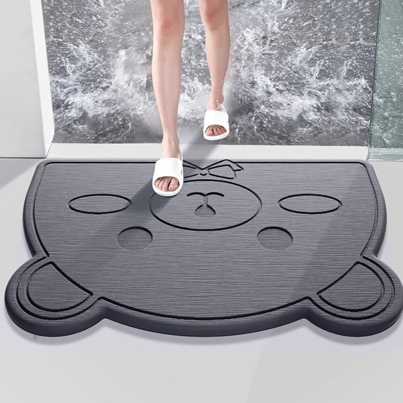 Fast Drying Foot Dark Gray Natural Feepop Stone Sink Water Absorbent Kitchen Bath Shower Stone Bath Mat for Kitchen Counter