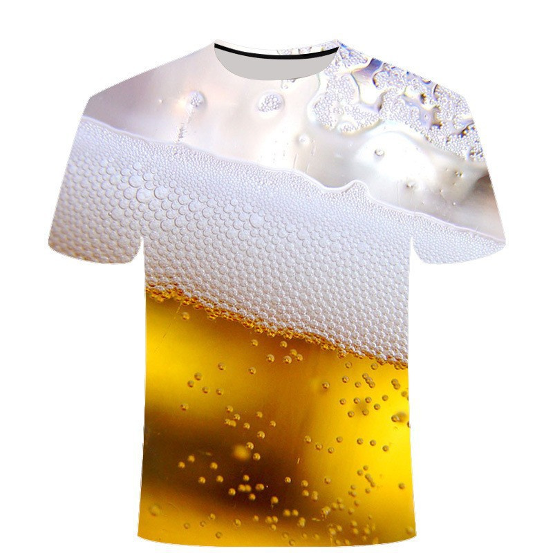 Factory Direct Sales of New Printed Beer 3D T-Shirt Digital Printing for Men and Women Trendy Short-Sleeved T-Shirt Tops