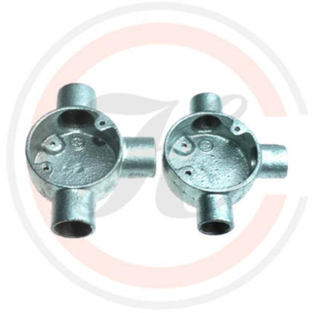 BS4568/En61386 3 Way Tee 25mm Malleable Iron Junction Boxes HDG