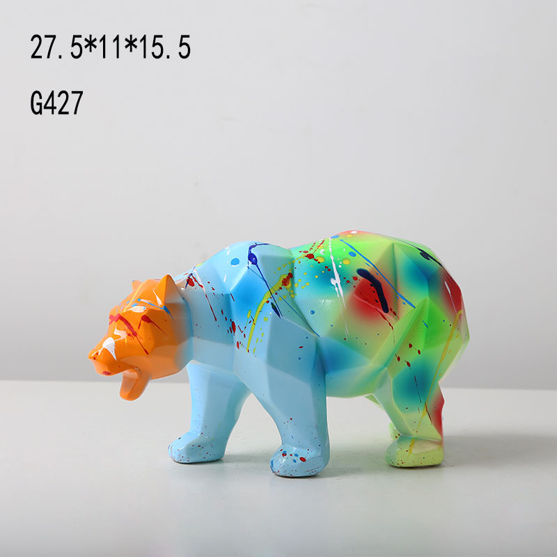 OEM/ODM Handmade Resin Geometric Bear Figure for Home Decoration