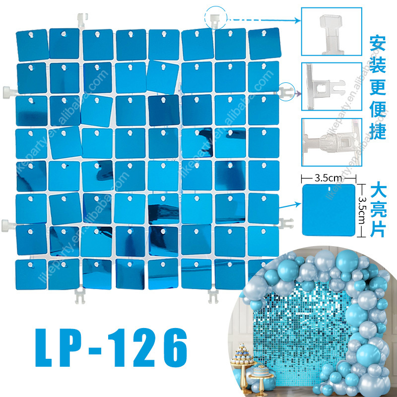 3D Panel Clear Self-Locking Based Gems Diamond Sequin Shimmer Wall