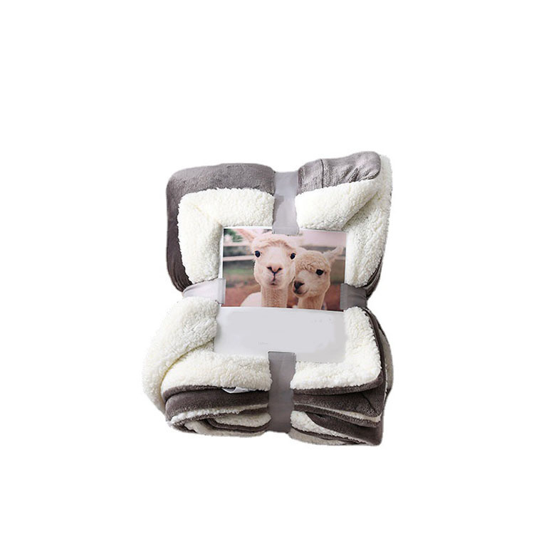 2024 Flannel Blanket Comfortable Solid Color Composite Lambfleece Double-Sided Design Blanket for Home