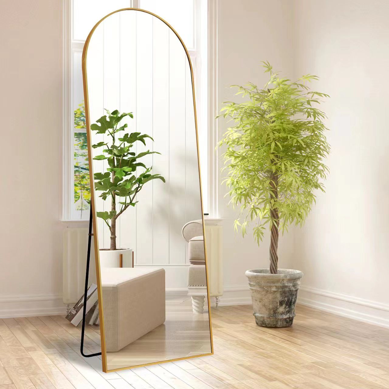 Black Gold Frame Full Length Standing Silver Mirror