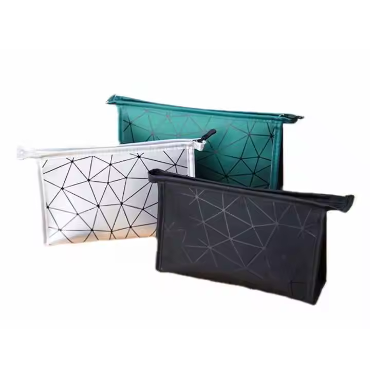 Women's Fashion Waterproof Pu Portable Travel Storage Makeup Pouch Nylon Cosmetic Bag With Zipper Closure Ready To Ship