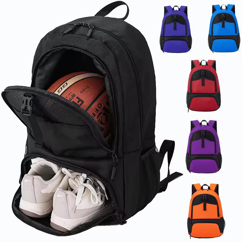Unisex Waterproof Casual Sports Backpack Separate Ball Holder Shoe Compartment Fashionable Design For Men Women Basketball Bag