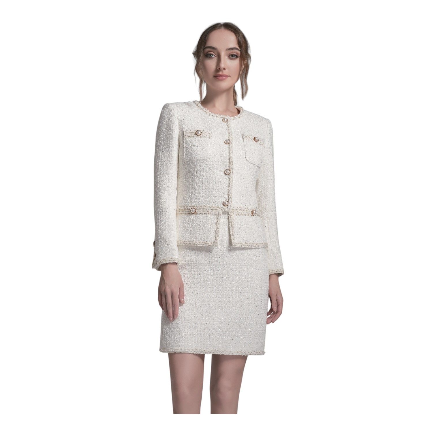 Parisian-Inspired Tailoring Providing Elegant and Refined Style Bespoke Women Tweed Jacket