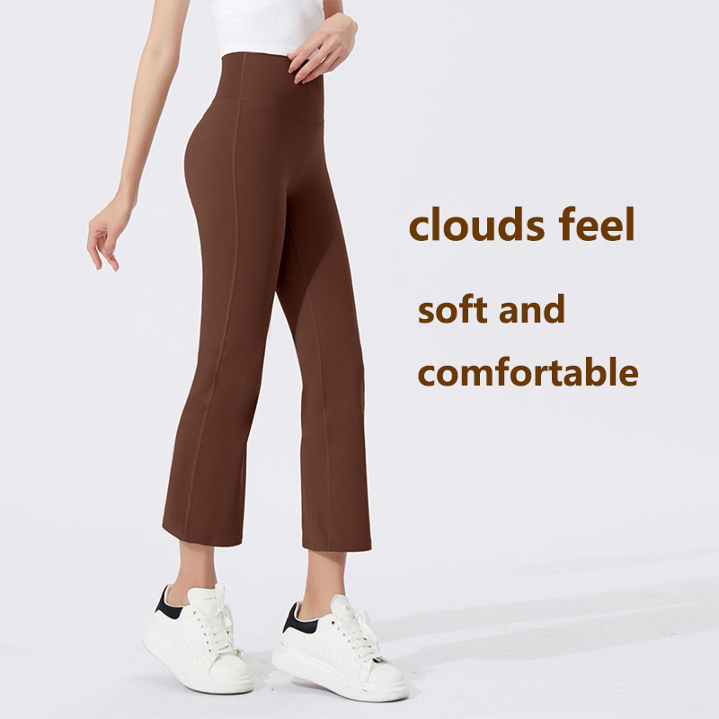 Qumor Straight Leg Yoga Pants Women's High Waist Hip Lift Naked Skinny Sports Running Fitness Eight-Point Pants