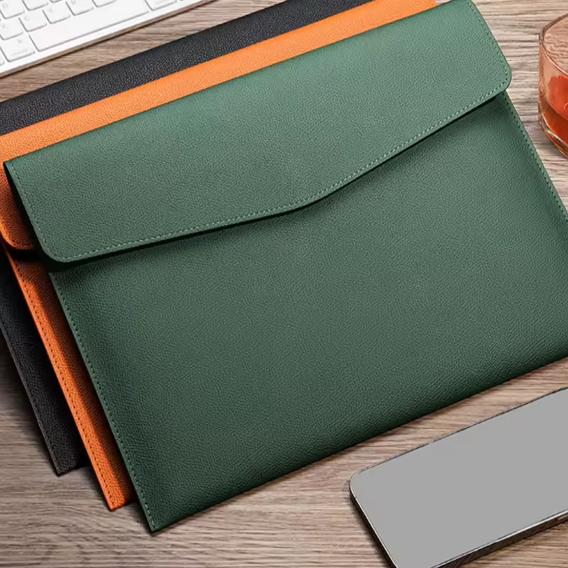 Personalized A4 Size Water-resistant Pu Leather File Folder With Soft Office Document Organizer Bag Pattern School Office Use