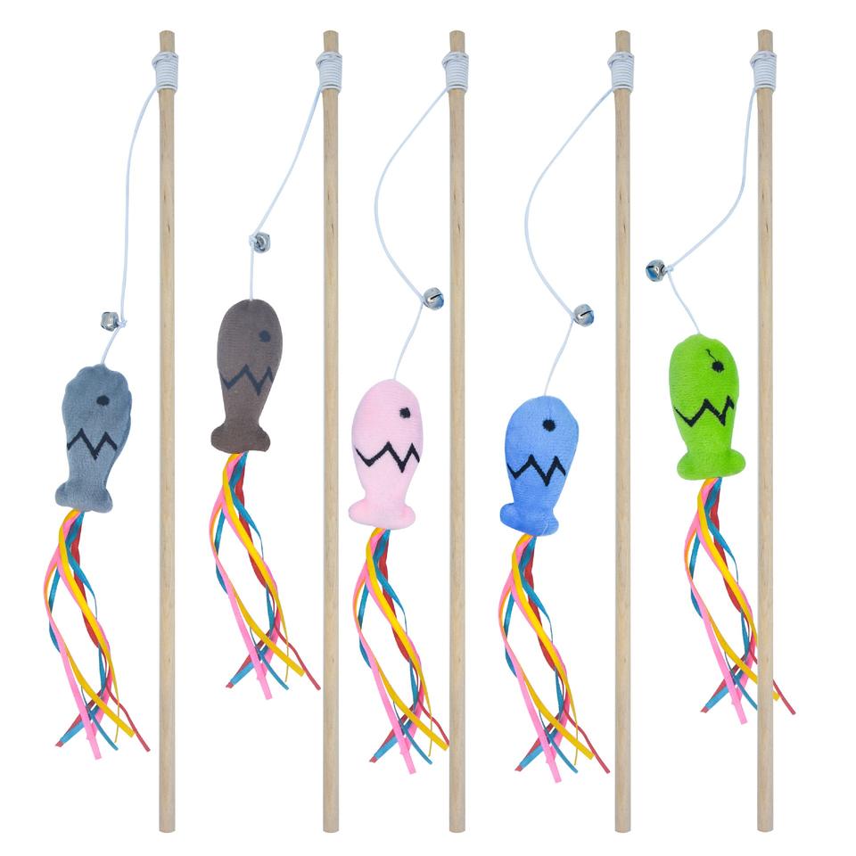 Interactive Cat Toys Natural Wood Stick Cat Toy With Catnip For Indoor Cats Charmer Wand Teaser Kitten Toys Pet Supplier