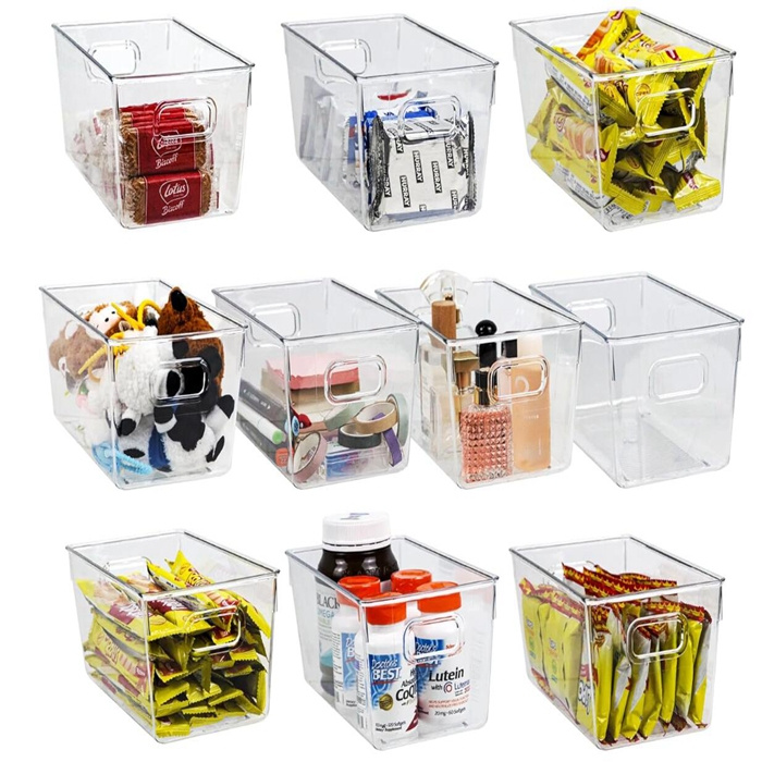 Clear Storage Basket Fridge Makeup Tabletop Organization Containers