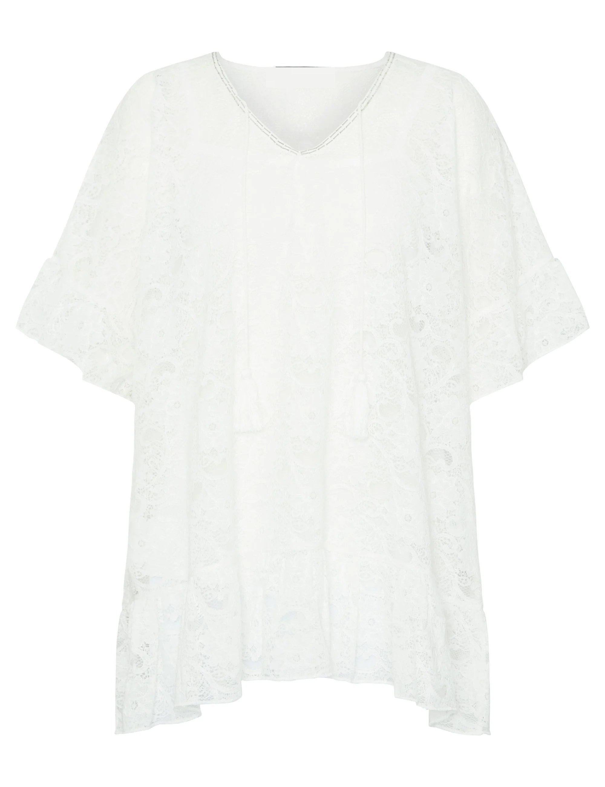 Bohemian Lace Tassel Lace V-Neck Tunic Kimono Tunic Top