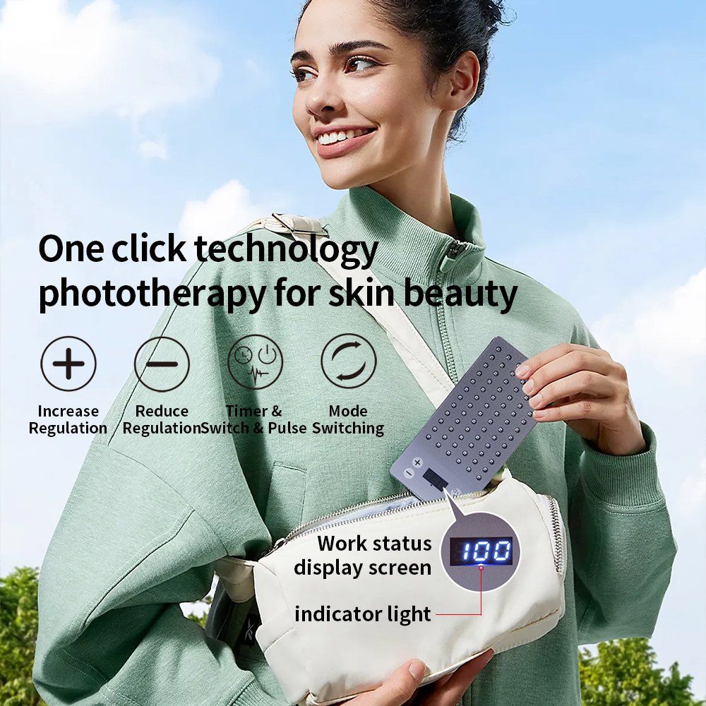 Chinese Golden Premium Beauty Panel Handheld 6.5*3" Facial Care Device Infrared LED Red Light Therapy Lamp