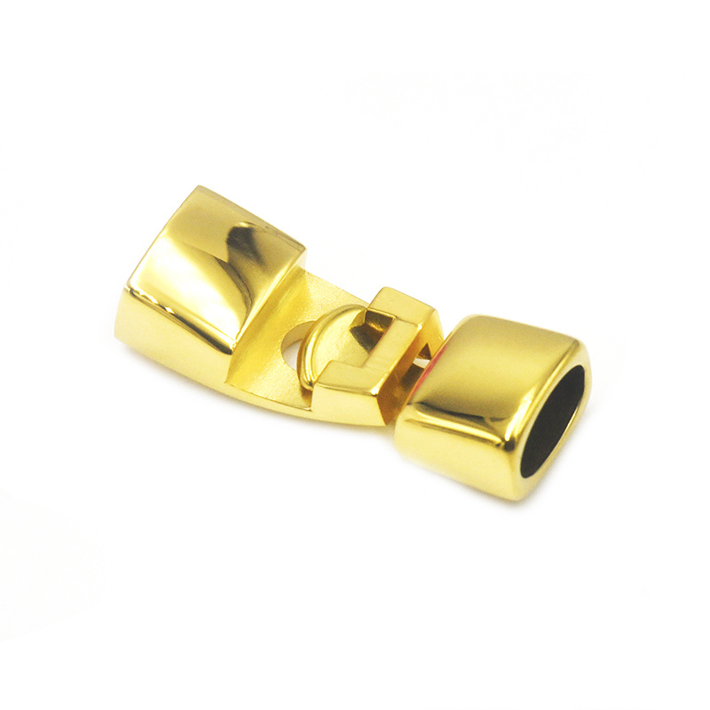 Golden Stainless Steel Leather Bracelet Connector Clasp