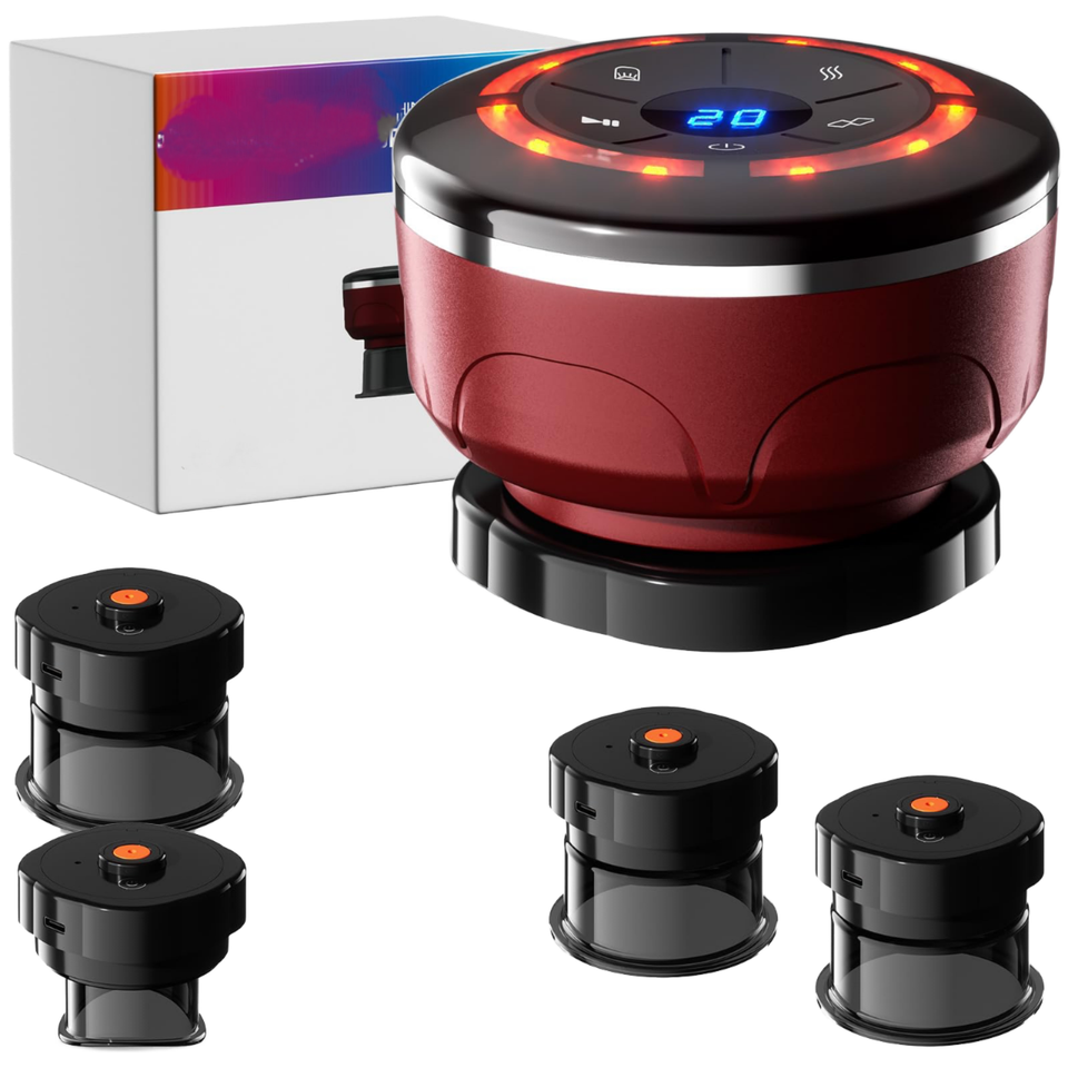 Dropshipping 4-in-1 Smart Vacuum Cupping Massager With Red Light Therapy And Negative Pressure 12 Modes Body Therapy Tool