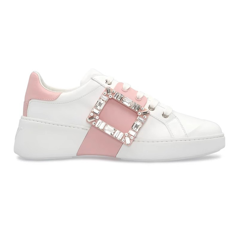 2024 White Shoes for Women Thick-Soled Rhinestone Square Buckle Sports Shoes Versatile Casual Flat Shoes Sneaker Shoes
